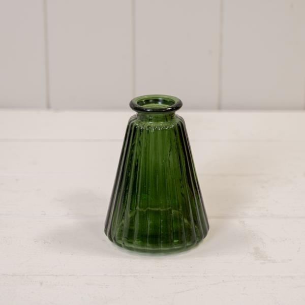 Green Ribbed Glass Bottle L7.4cm W7.4cm H9.9cm W150g
