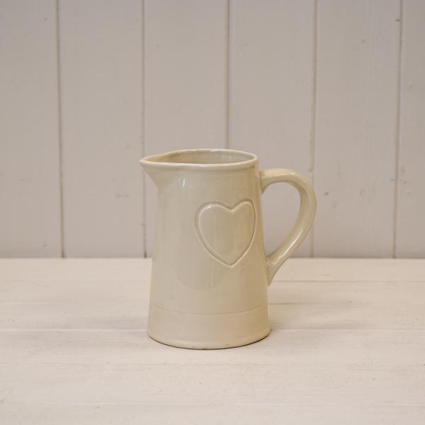Cream Debossed Heart Jug TD10.5x8.5cm H15.3cm B10.5cm