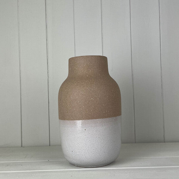 Textured Taupe Ceramic vase size H23cm x D14cm