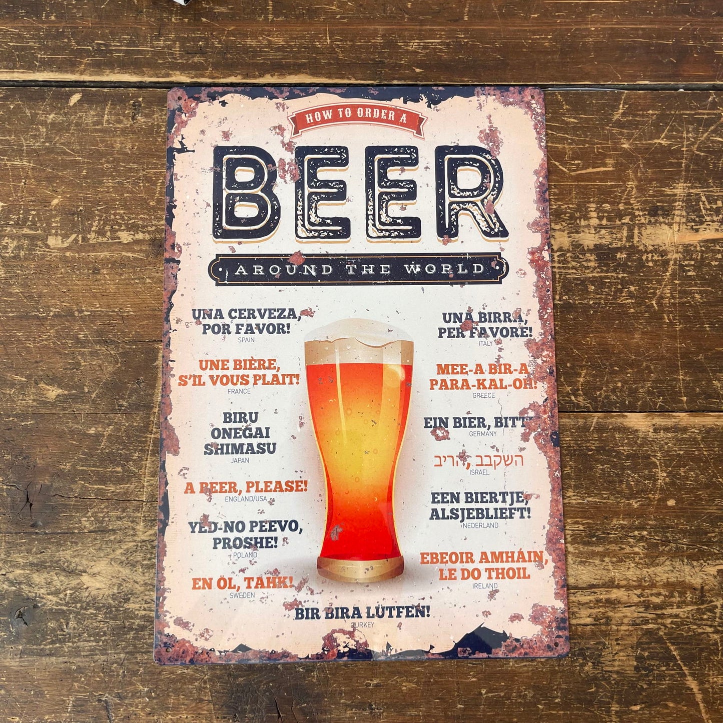 Vintage Metal Sign - How To Order A Beer Around The World