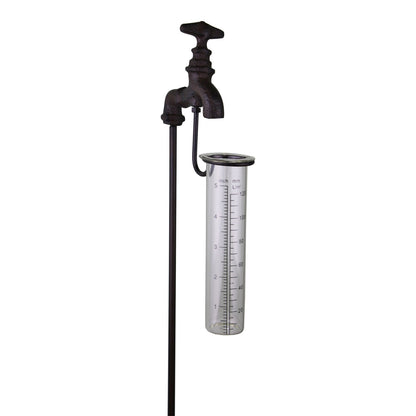 Cast Iron and Glass Garden Rain Gauge, Outside Tap