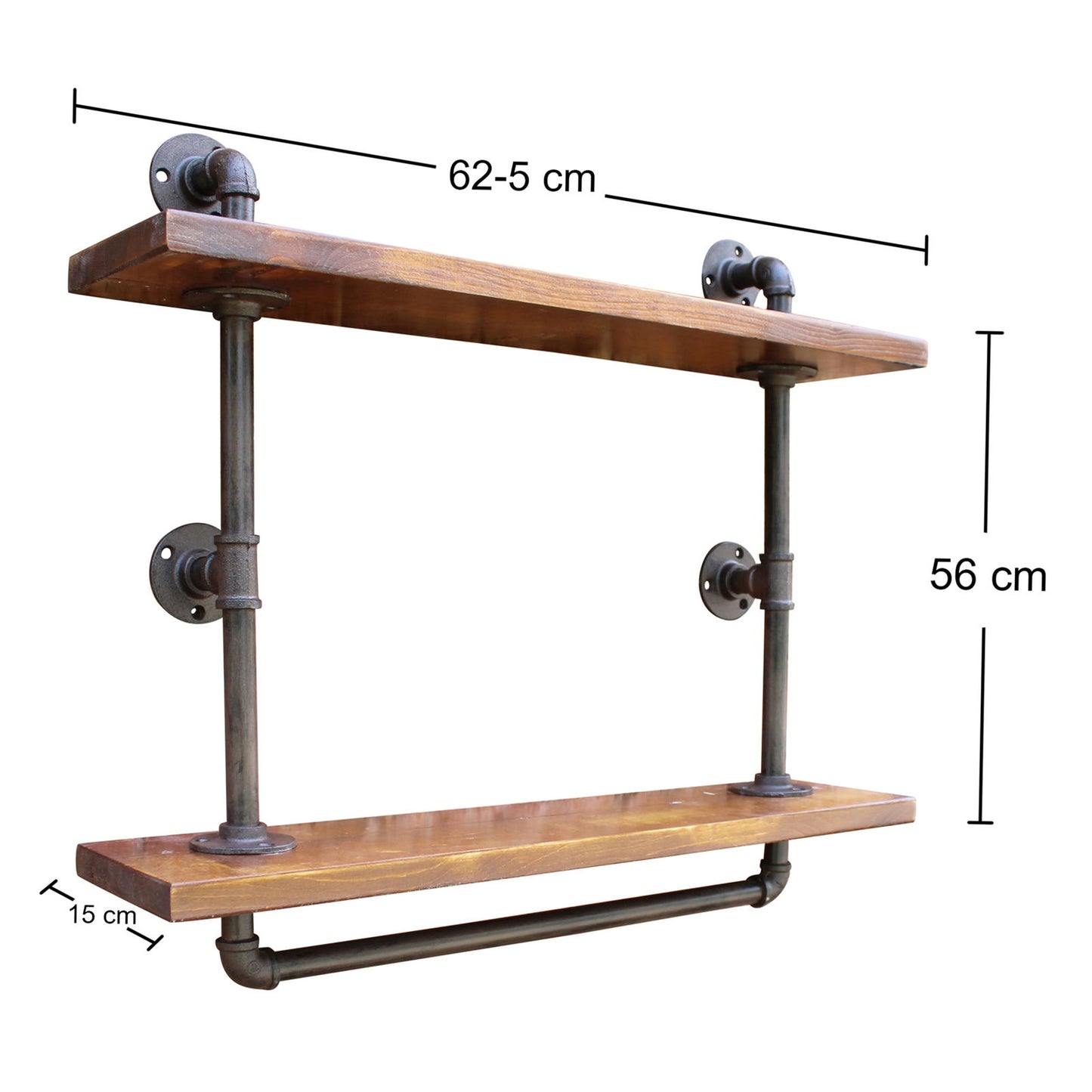 Industrial Pipe Wall Shelf with 2 Shelves