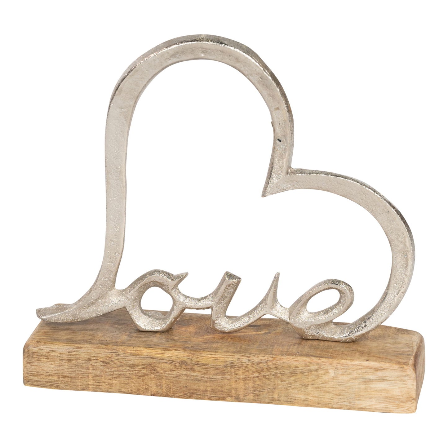 Metal Heart of Love On A Wooden Base