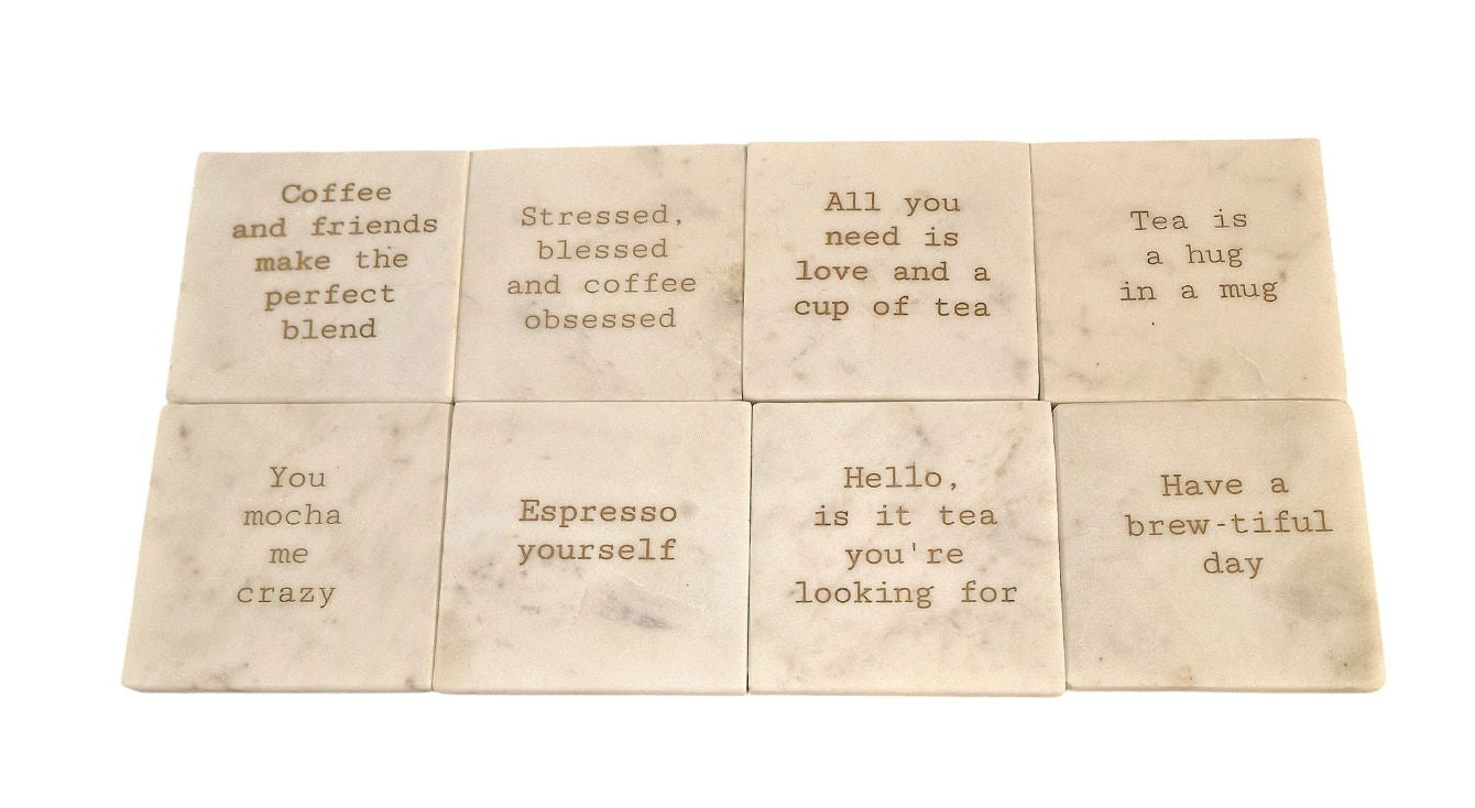 Tea & Coffee Marble Coasters 2 Types Set of 8