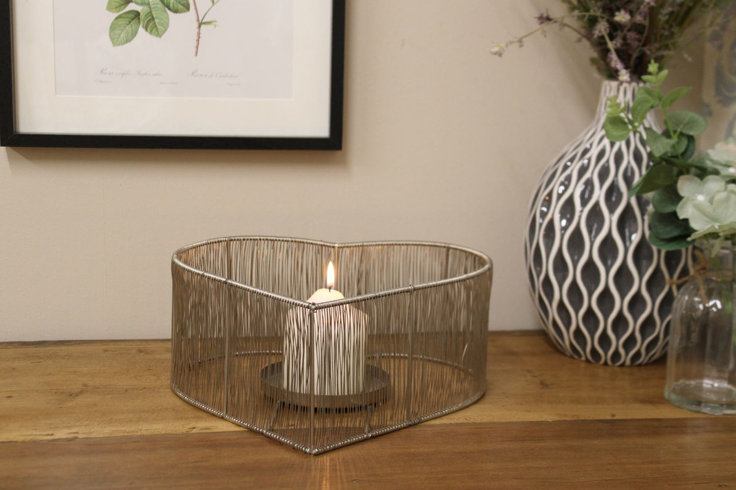 Silver Heart Candle Holder