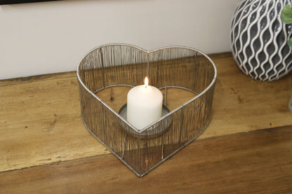 Silver Heart Candle Holder