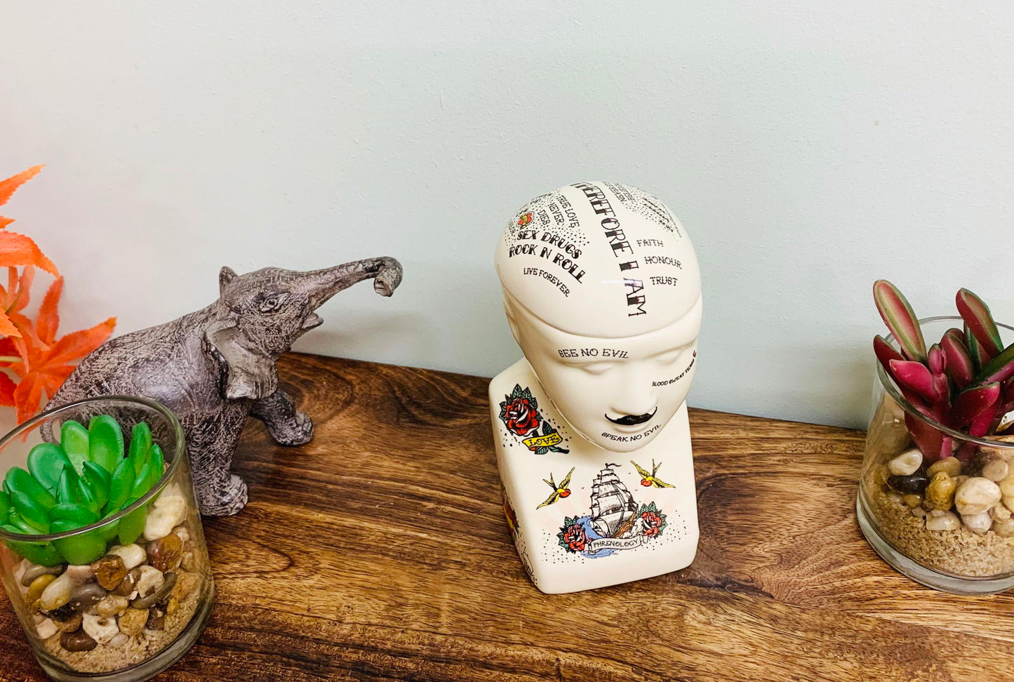 Ceramic Phrenology Head Storage Small