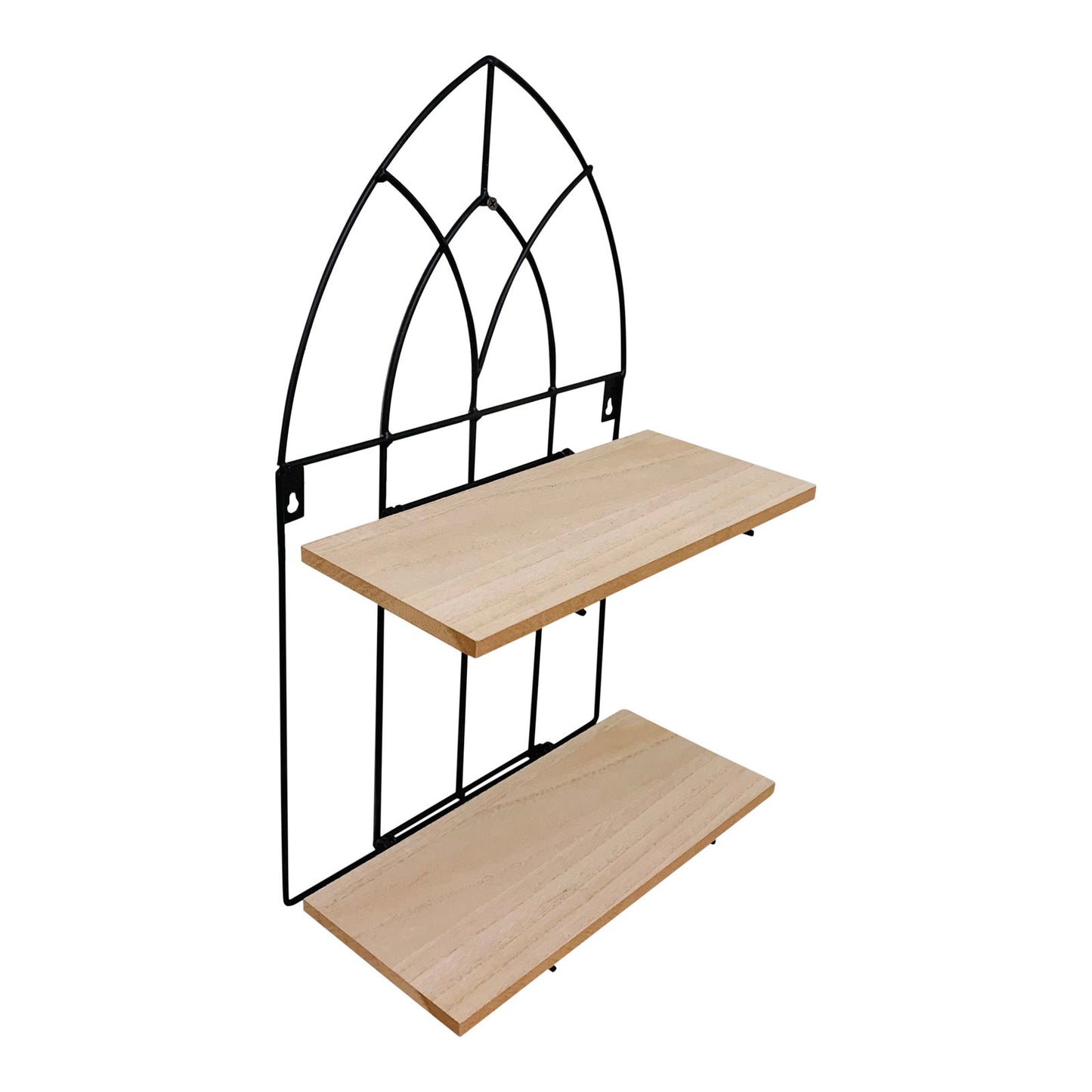 Black Metal Arch with 2 Wooden Shelves