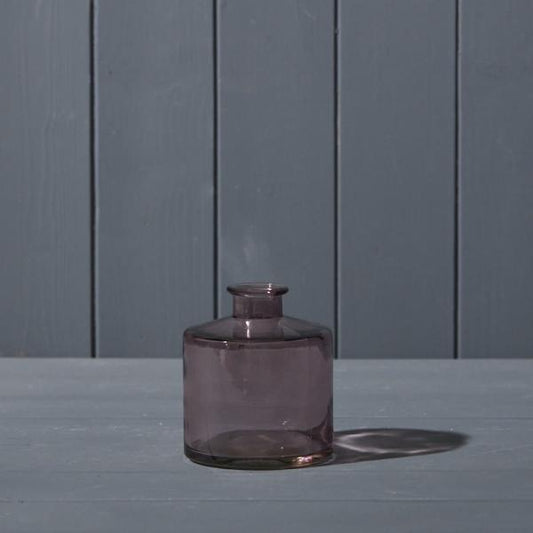 Amethyst Squat Glass Bottle D9 x H10.3cm  Weight-299g