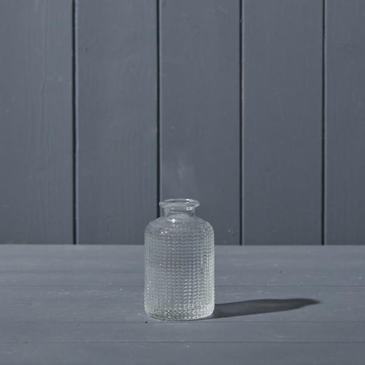 Clear Dimpled Glass Bottle D6.3 x H10cm