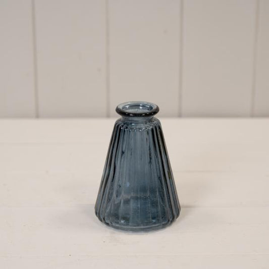 Blue Ribbed Glass Bottle L7.4cm W7.4cm H9.9cm W150g