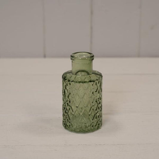 Vintage Green Mini Geometric Glass Bottle (H9.2cm) TD5cm  Weight-103g