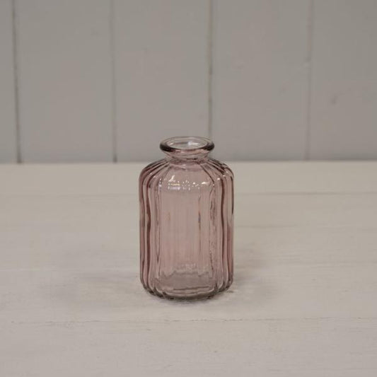 Lavender Ribbed Glass Bottle H10cm TD3.7cm B5cm W 0.2Kg