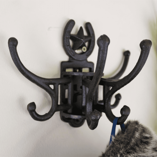 Cast Iron Wall Mounted Rotating Coat Hooks  Horseshoe  8 Hooks