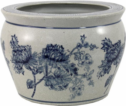 Ceramic Planter  Vintage Blue & White Magnolia Design