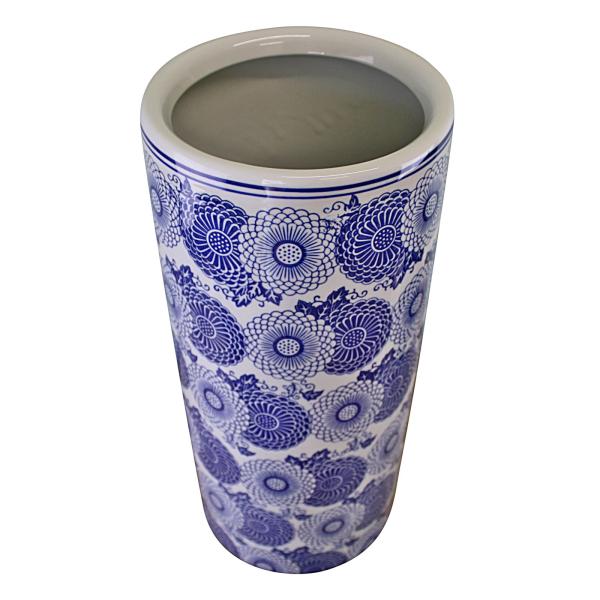 Umbrella Stand  Vintage Blue & White Marigold Design