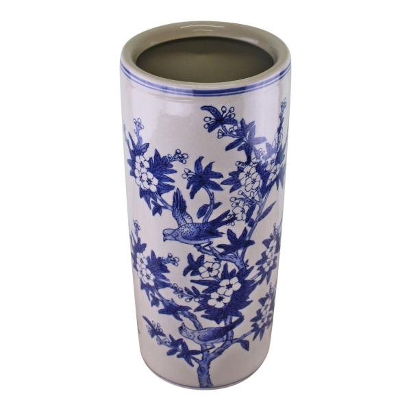 Umbrella Stand  Vintage Blue & White Bird Design