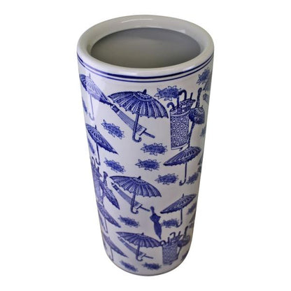 Umbrella Stand  Vintage Blue & White Umbrella Design