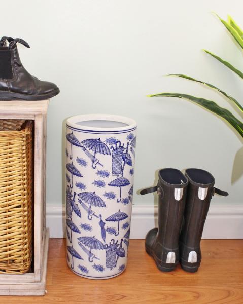 Umbrella Stand  Vintage Blue & White Umbrella Design