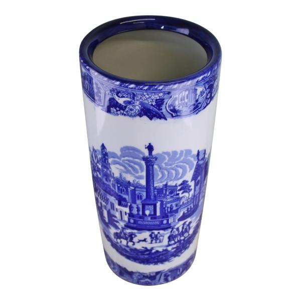 Umbrella Stand  Vintage Blue & White Townscape Design