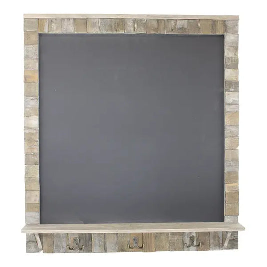 Large Blackboard with Driftwod Effect Surround  Shelf and 3 Double Hooks