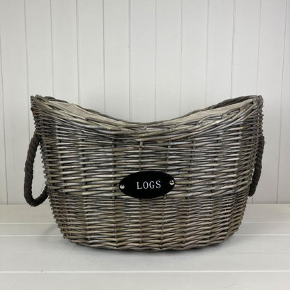 Oval Tapered Log Basket with Two Hessian Ears