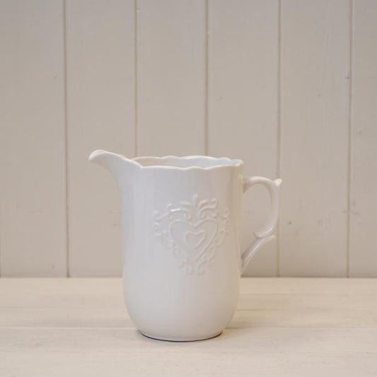 White Ceramic Jug Heart Design