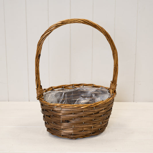 24 x 18cm Oval Brown Willow Basket with Overhandle