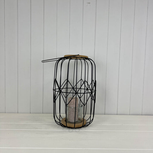 Lantern with glass in black colour