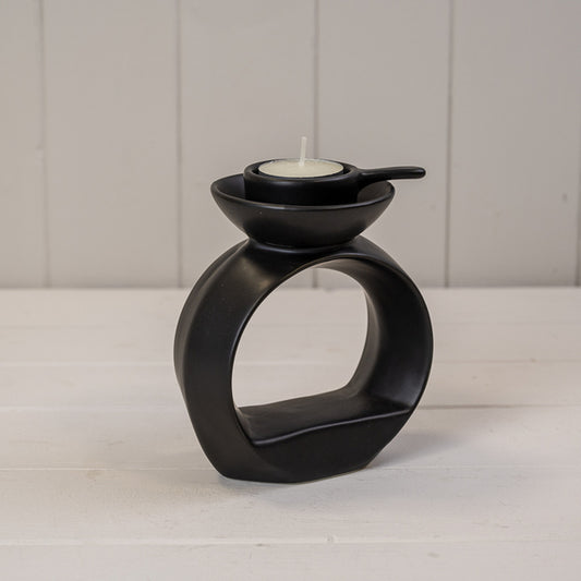 Black Ceramic Wax/Oil Burner H13cm x W12.5cm