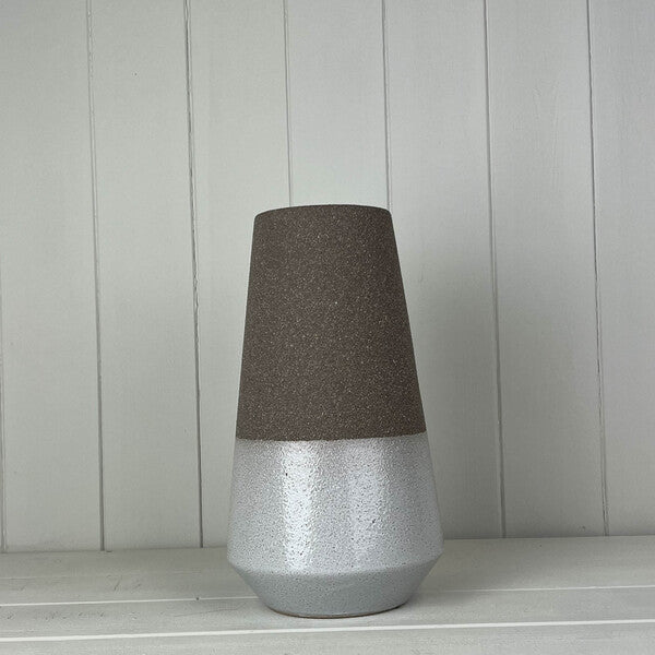 Textured Mocha Ceramic vase  D14.2 x H25.3cm