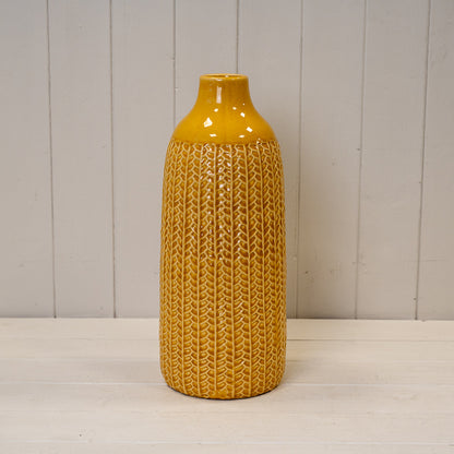 Yellow Ceramic Vase TD(ext)5.8/(int)4.5cm BD13.5 x H38cm