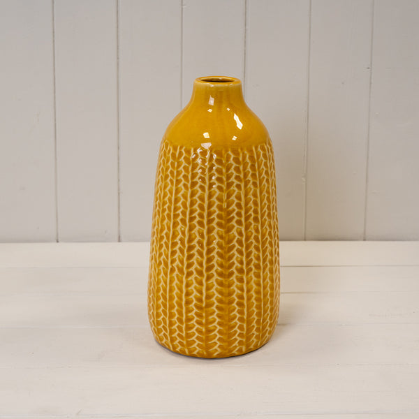 Yellow Ceramic Vase TD(ext)5/(int)3.5cm BD14 x H28.5cm