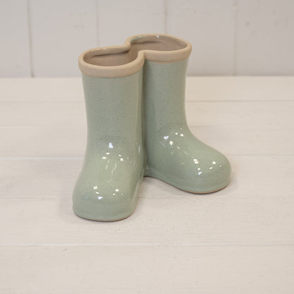 Sage Green Ceramic Wellingtons Vase Small