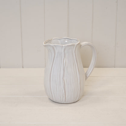 Natural Ceramic Jug with Petal Shape design Large