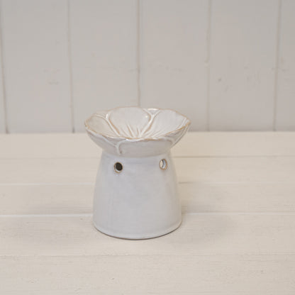 Natural Ceramic Oil Burner with Flower Design