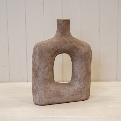 Tall Brown Textured Sculptured Vase