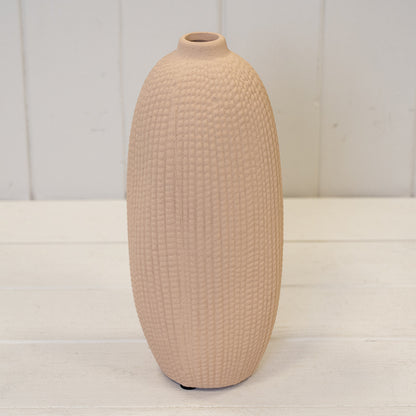 Tall Tan Texured Stone Vase