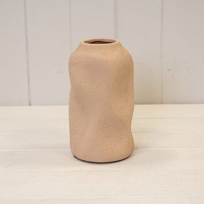 Tan Medium Textured Sculptured Vase