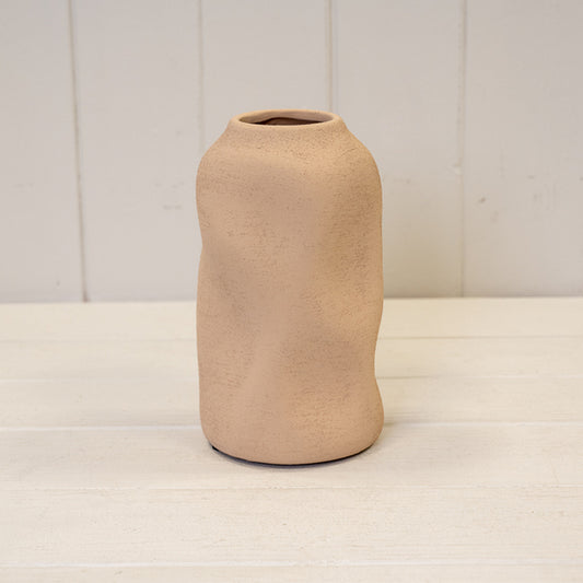 Tan Medium Textured Sculptured Vase