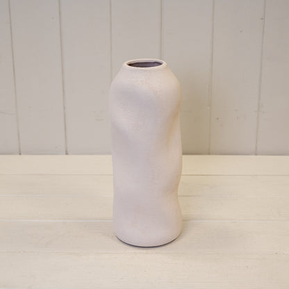 White Tall Sculptured Textured Vase