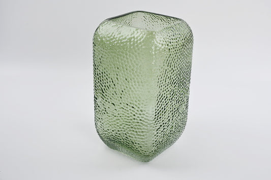 Vintage Green Dimpled Square Vase