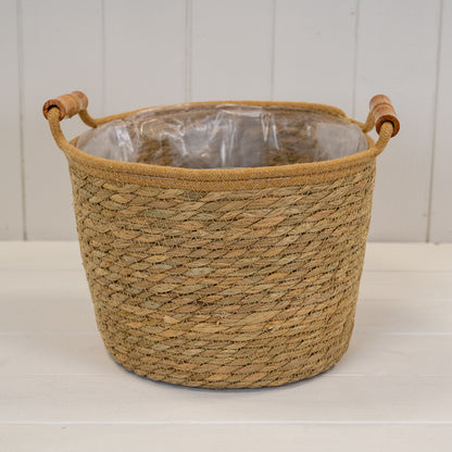 Set of 3 Natural Rope & Grass Storage Basket L: M: S: