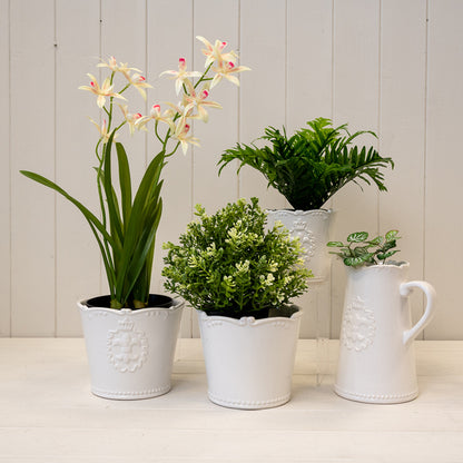 White Ceramic Jug Fleur De Lis