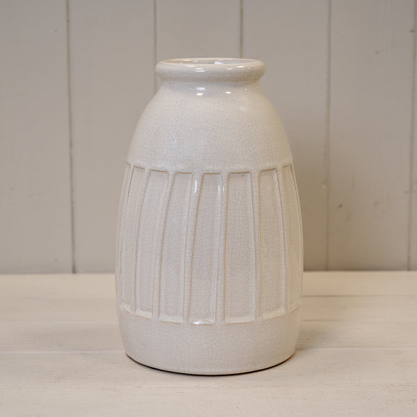 White Ceramic Vase H24.5cm x BD14cm TD9cm