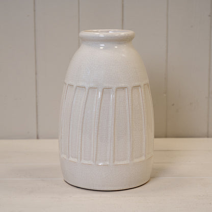 White Ceramic Vase H24.5cm x BD14cm TD9cm