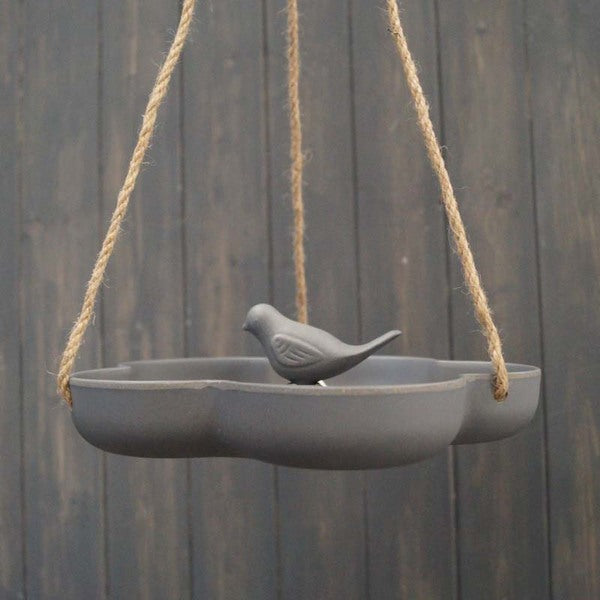 Earthy Anthracite Bamboo Hanging Bird Bath/Feeder H3.5 W23.3 D23  Weight-1540g