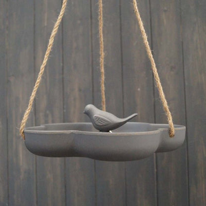 Earthy Anthracite Bamboo Hanging Bird Bath/Feeder H3.5 W23.3 D23  Weight-1540g