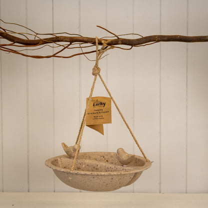 Earthy Coffee Husks Hanging Bird Bath and Feeder