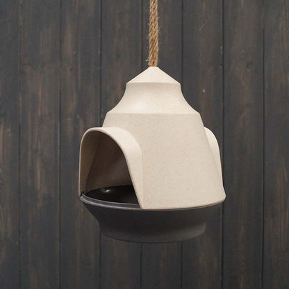 Earthy Natural/Anthracite Bamboo 2-tone Hanging Bird Feeder